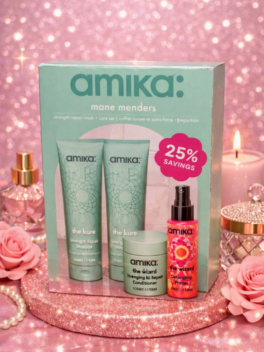Amika Mane Menders 4‑Piece Strength Repair Set | The Kure + Wizard Primer-Sealed